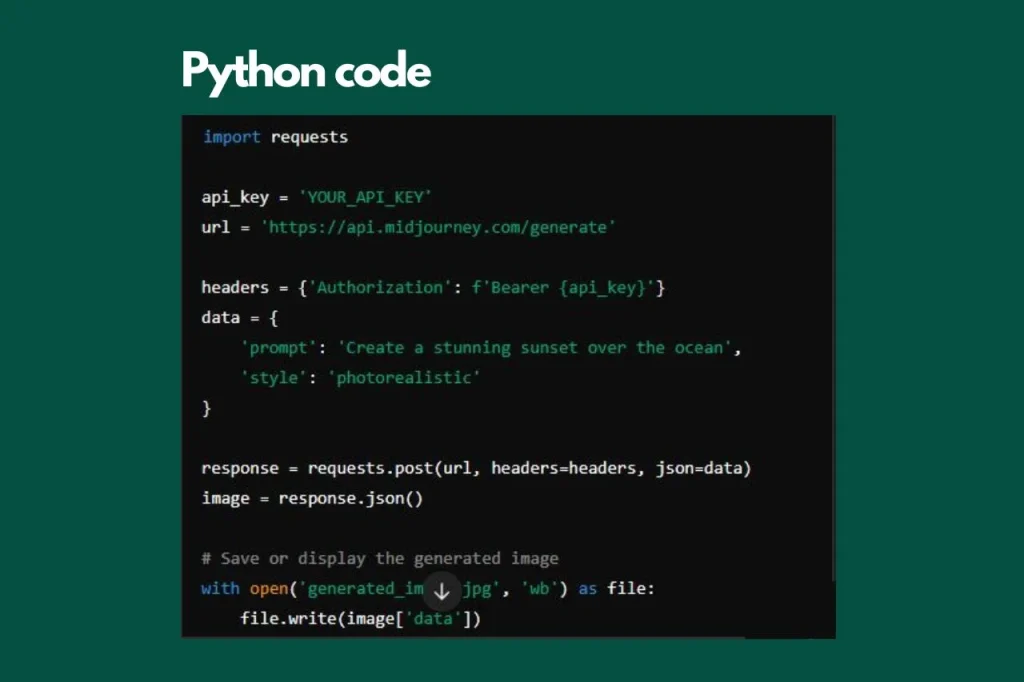 Python code for generating images with MidJourney API