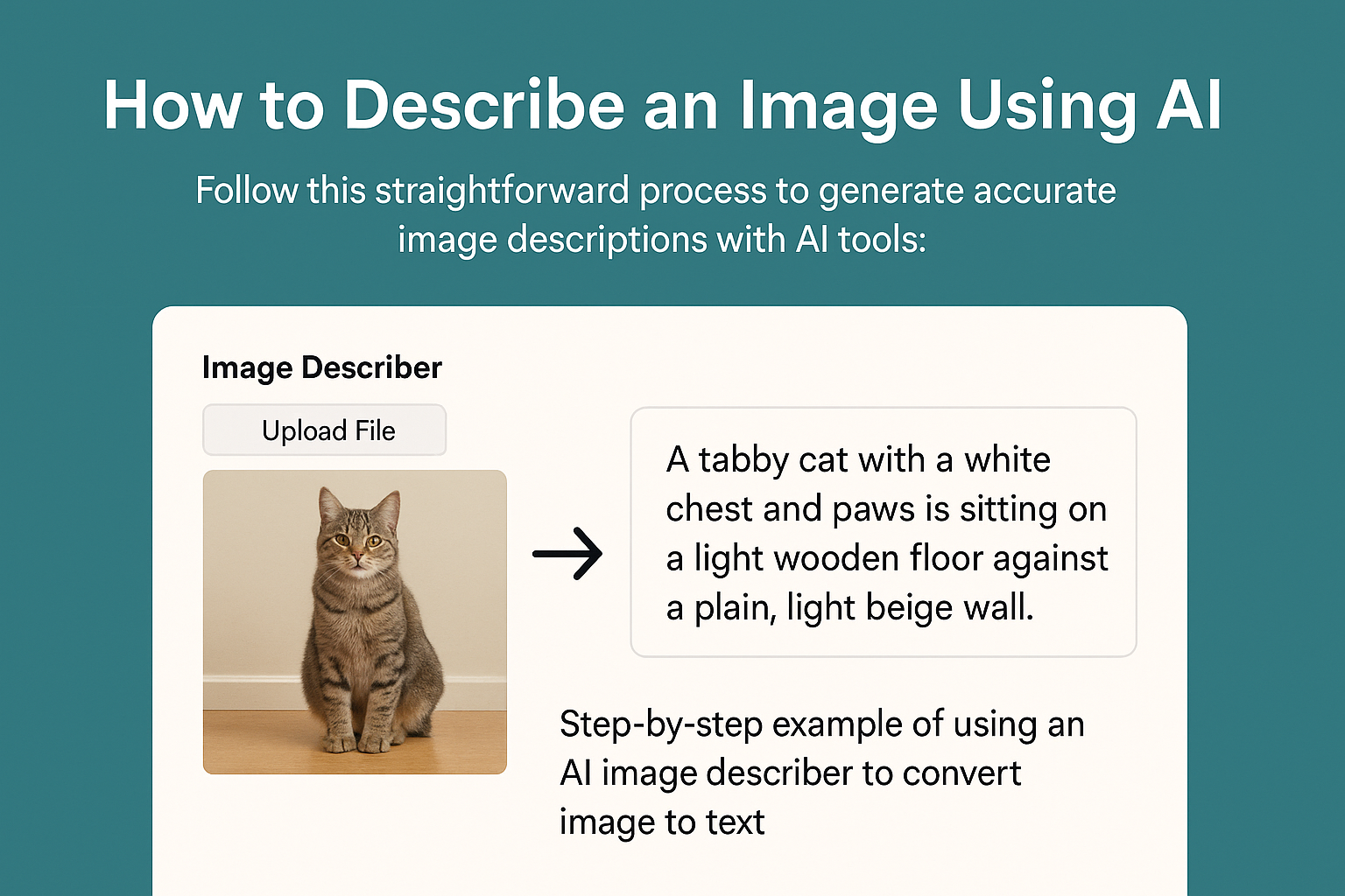 Step-by-step example of using an AI image describer to convert image to text