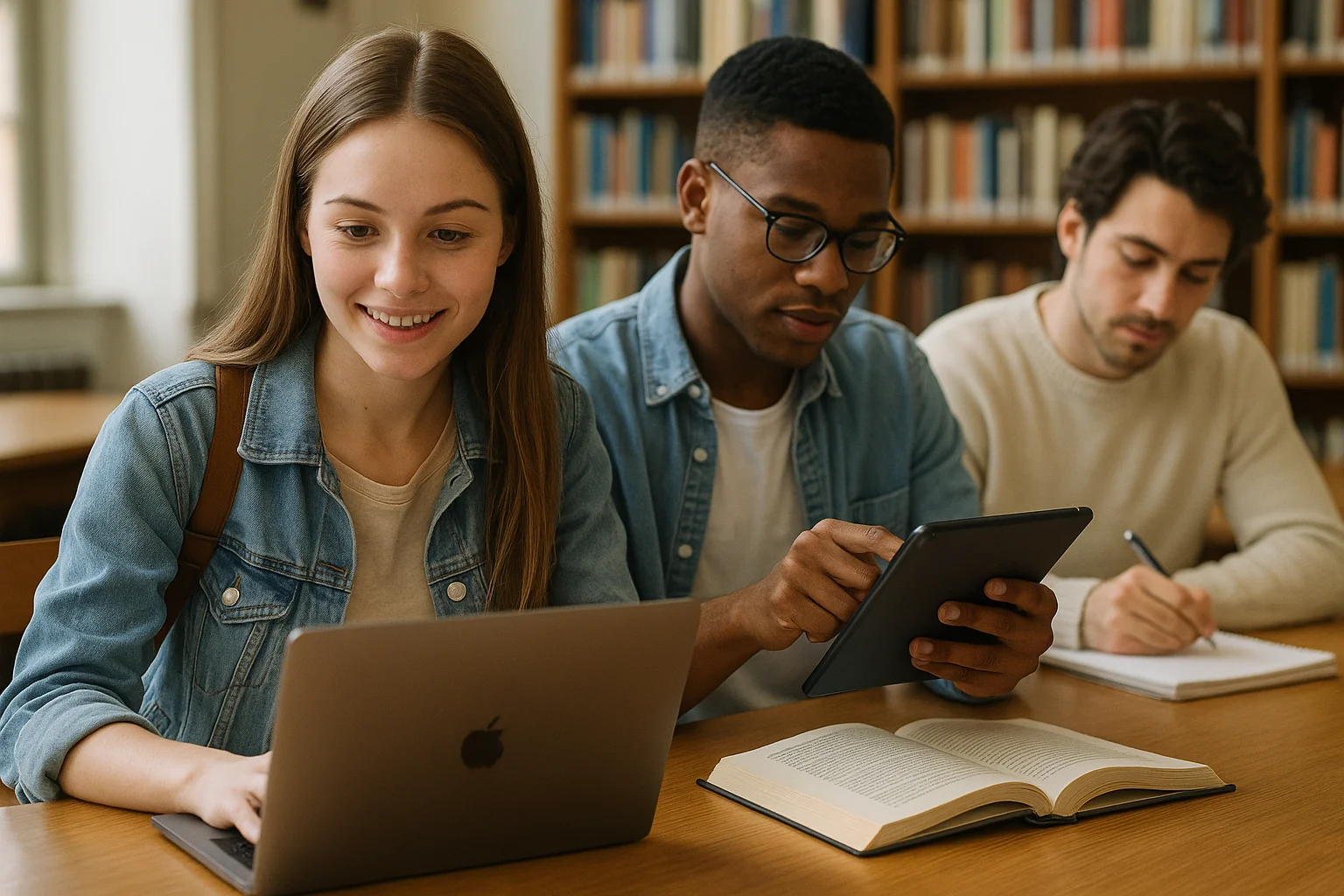 Successful student with technology