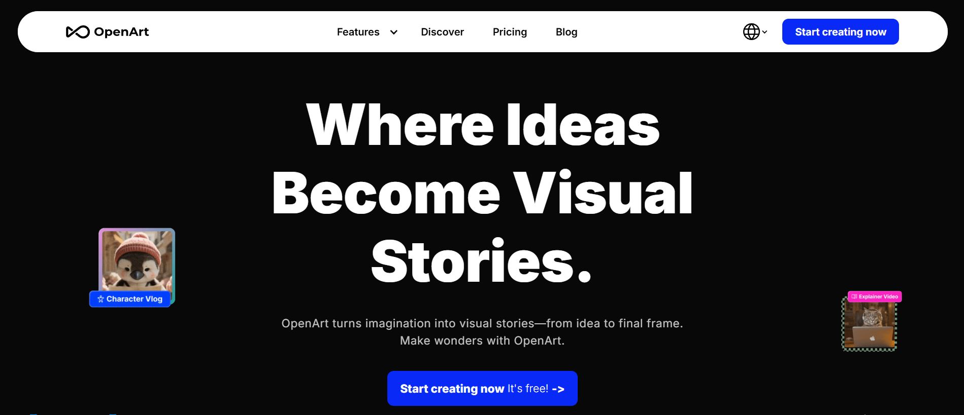 OpenArt AI platform showing integrated prompt generation and AI image creation with real-time preview and editing features