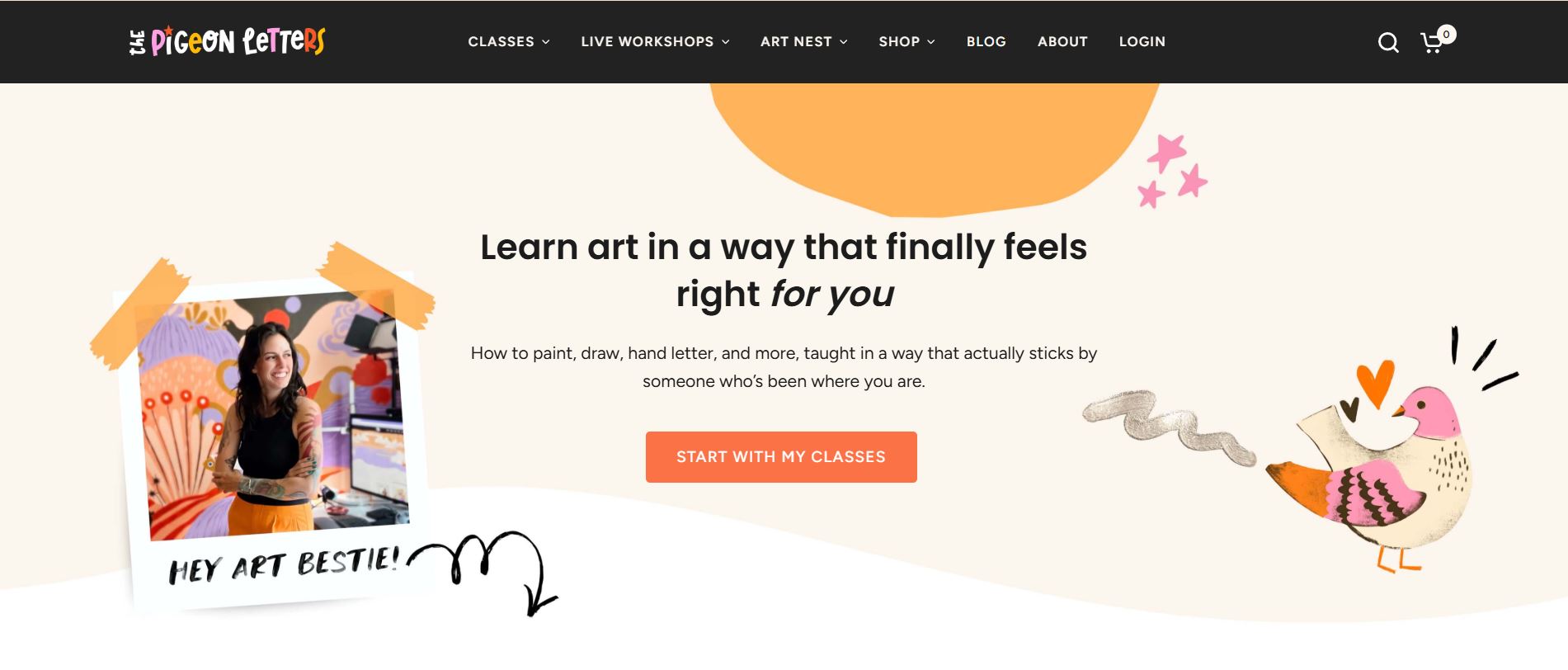 Pigeon Letters random art prompt generator showing simple interface with generate button and clean prompt display area